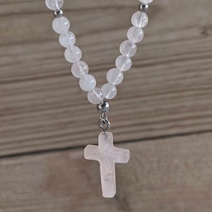 Rose Quartz Cross Mirror Charm – Car Protection - Car Gift