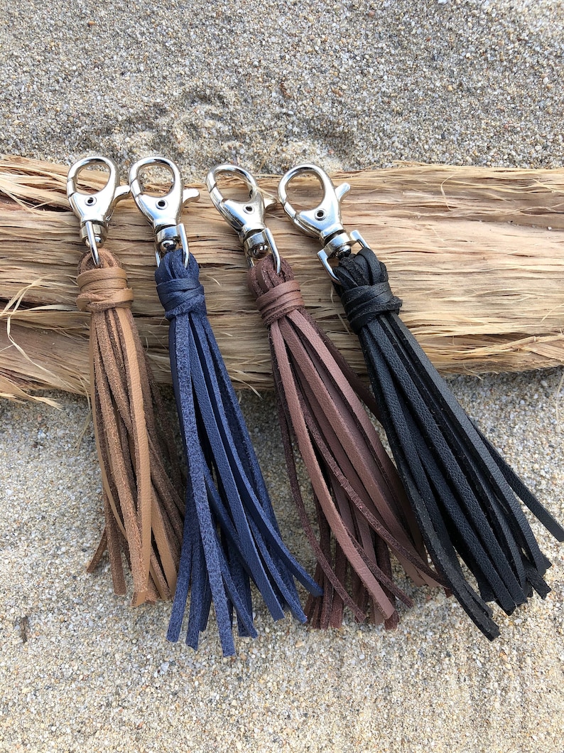 Faux leather tassel handbag charm zipper pull purse charm Etsy