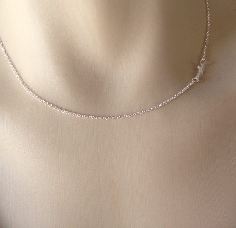 Women's sideways cross silver necklace image 6