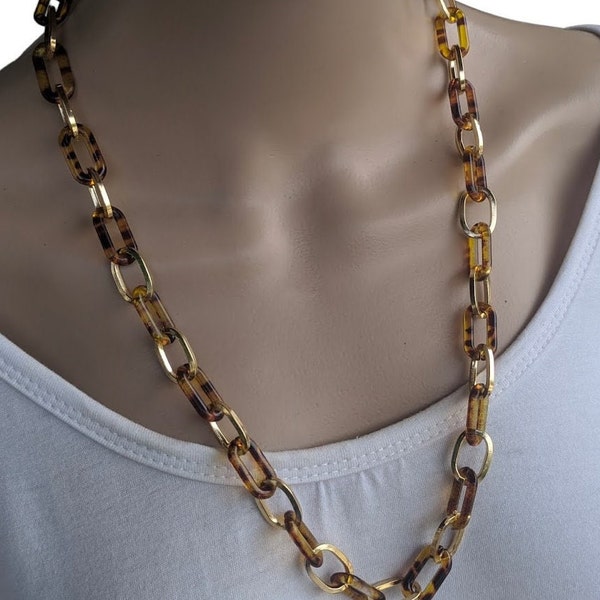 Collier chaine leopard acrylique - Cadeau pour elle