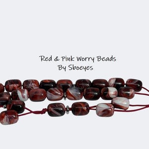 Dark Red & White Worry Beads – Greek Gift – Anti Stress Toy – Red Komboloi