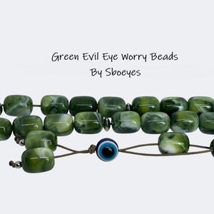Green Evil Eye Worry Beads - Anti-stress toy- Greek Gift - Gift for Him