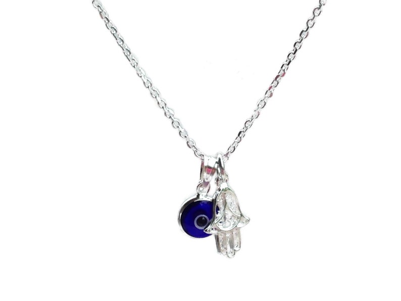 Evil eye hamsa hand necklace image 3