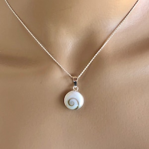 Shell Pendant, Eye of Shiva Shell Necklace, Sterling Silver Sea Shells Jewelry, Nature-inspired Summer Gift for Her, Tiny Silver Necklace