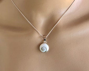 Shell Pendant, Eye of Shiva Shell Necklace, Sterling Silver Sea Shells Jewelry, Nature-inspired Summer Gift for Her, Tiny Silver Necklace