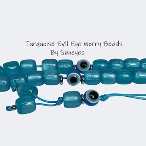 Turquoise Evil Eye Worry Beads - Greek Gift for Protection - Handcrafted Komboloi