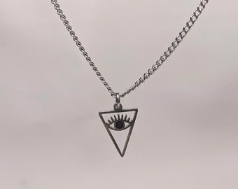 Pendentif oeil triangle  - Bijou femme - Acier inoxydable