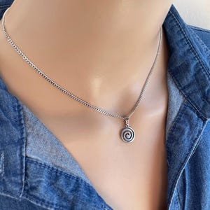 Small Spiral Pendant Necklace, Stainless Steel Jewelry, Greek Gift, Minimalist Spiral Charm, Women’s Necklace, Gift for Her