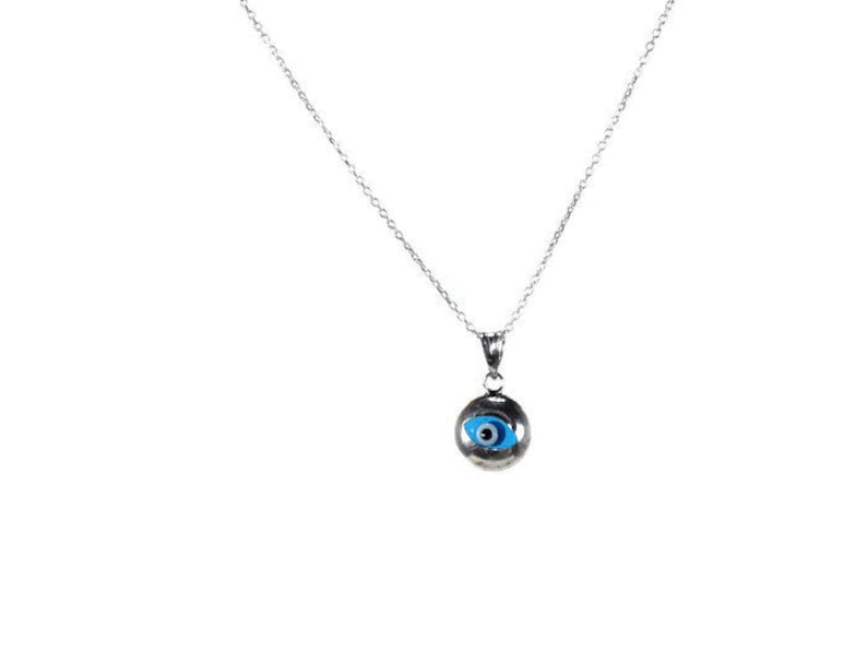 Collar colgante redondo de mal de ojo, joyería de plata de ley contra el mal de ojo, protección de la mujer imagen 4