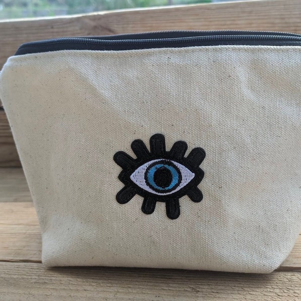 Pochette cosmétique en toile Canvas Oeil Bleu