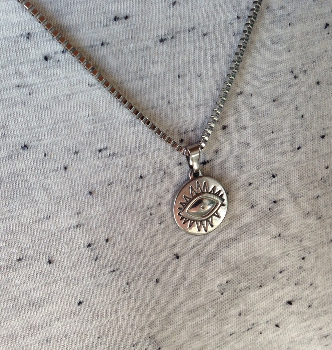 Men's Evil Eye Necklace in Stainless Steel, Men's Gift, Men's
