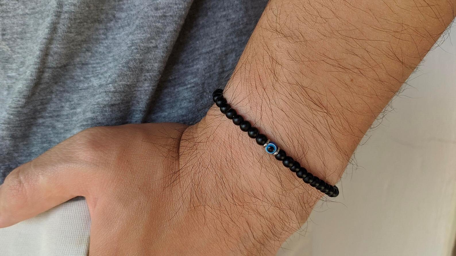 Men's Evil Eye Onyx Bracelet Evil Eye Protection Bracelet Etsy