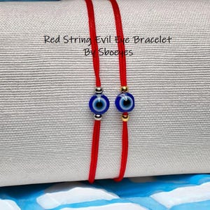 Evil Eye Bracelet, Red String Good Luck Jewelry, Unisex Protective Ethnic Style Gift for Him or Her, Blue Glass Eye Charm,