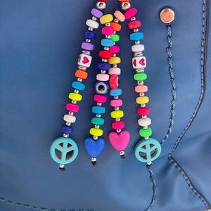 Peace & Love Bag Charm: Handmade Beaded Evil Eye Accessory