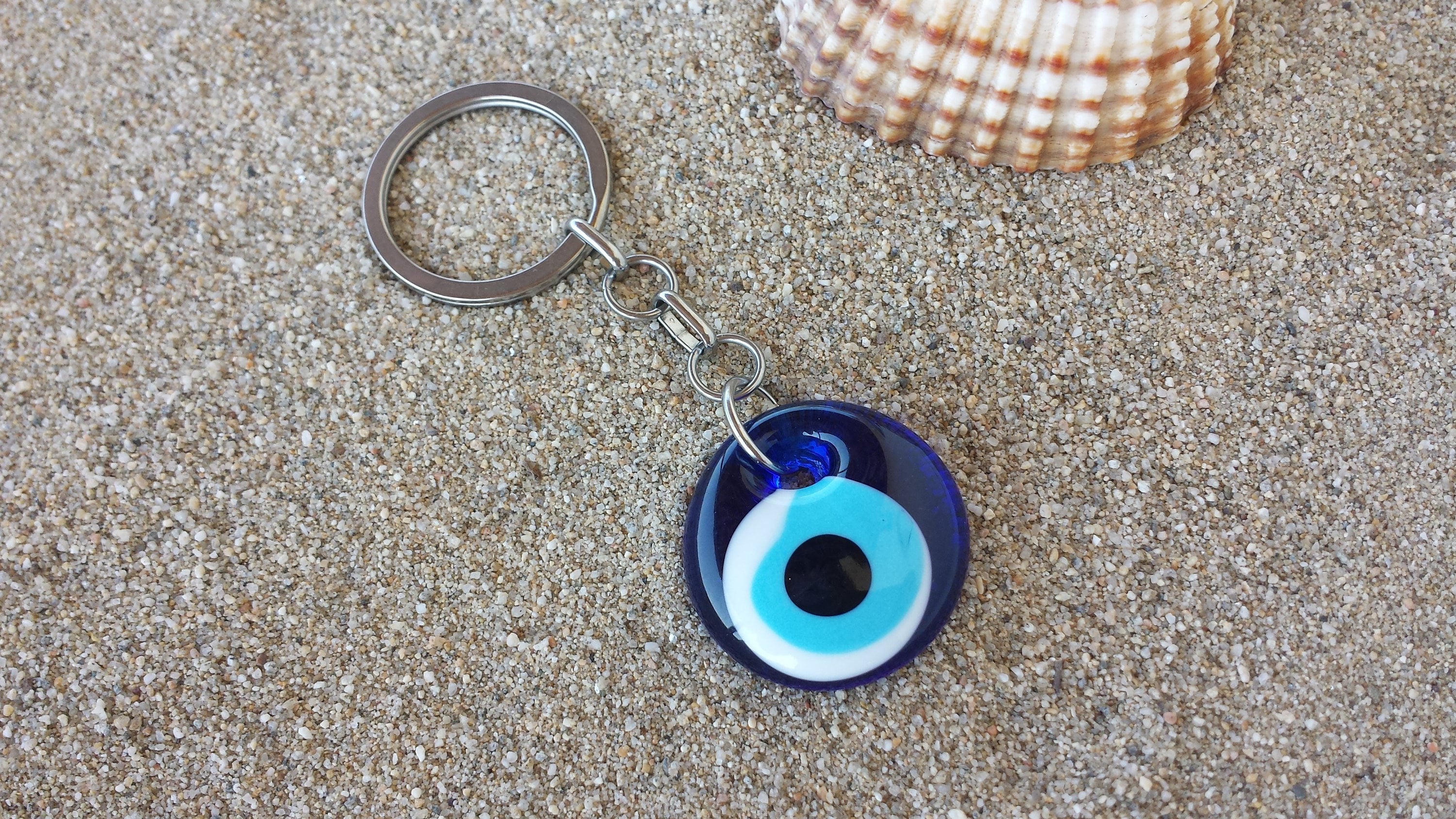 Glass Evil eye keychain keyring lucky eye keychain car Etsy