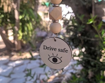 Drive Safe Car Charm - Rearview Charm - Wooden Car Charm - New Driver Gift
