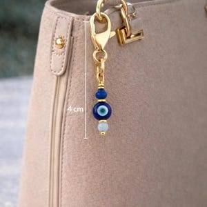 Ciondolo per borsa con occhio malvagio – Tirazip in acciaio inossidabile e ottone, ciondolo per portafoglio, oro o argento immagine 4