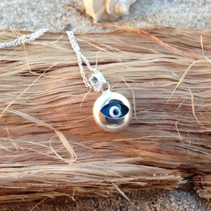 Collar colgante redondo de mal de ojo, joyería de plata de ley contra el mal de ojo, protección de la mujer imagen 8