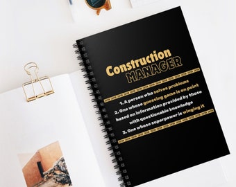 Cuaderno espiral de gerente de construcción, papelería de oficina, diario divertido, regalo de constructor, regalo de trabajador de la construcción, humor de construcción