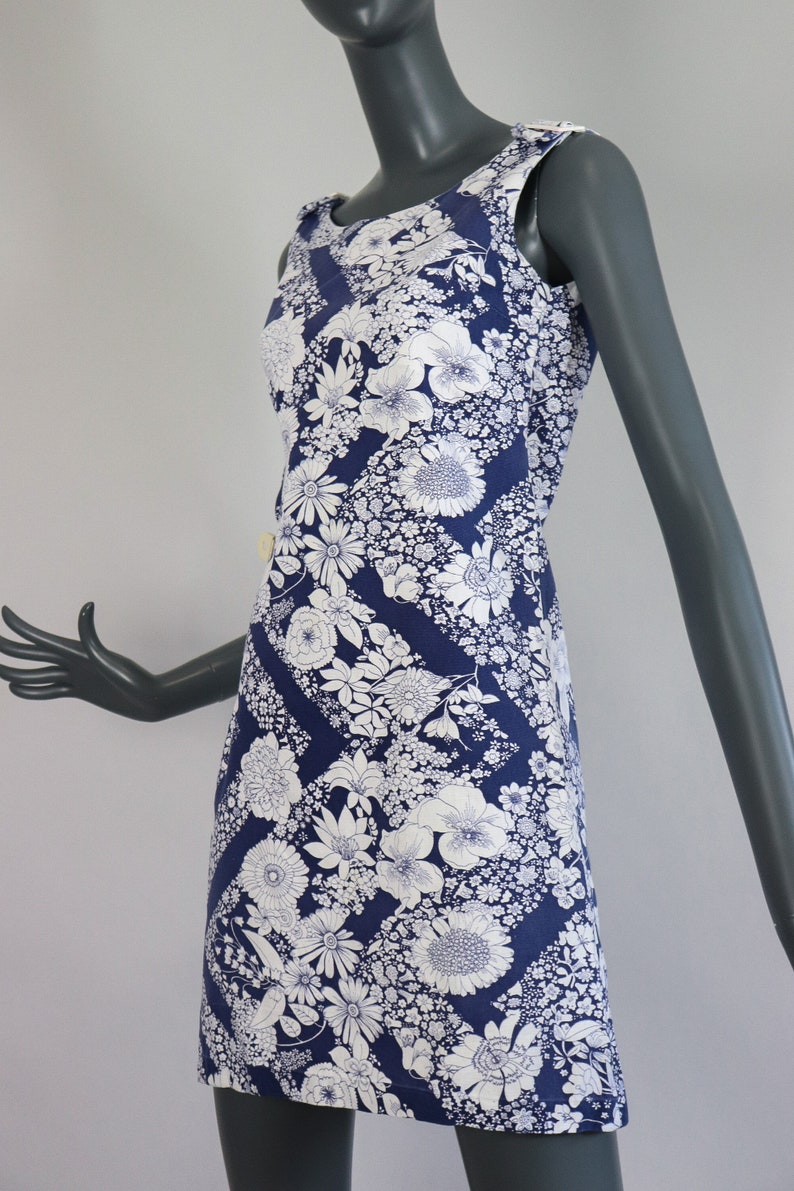 1960s Flower Print Mini Dress 60s Cotton Short Summer Shift | Etsy