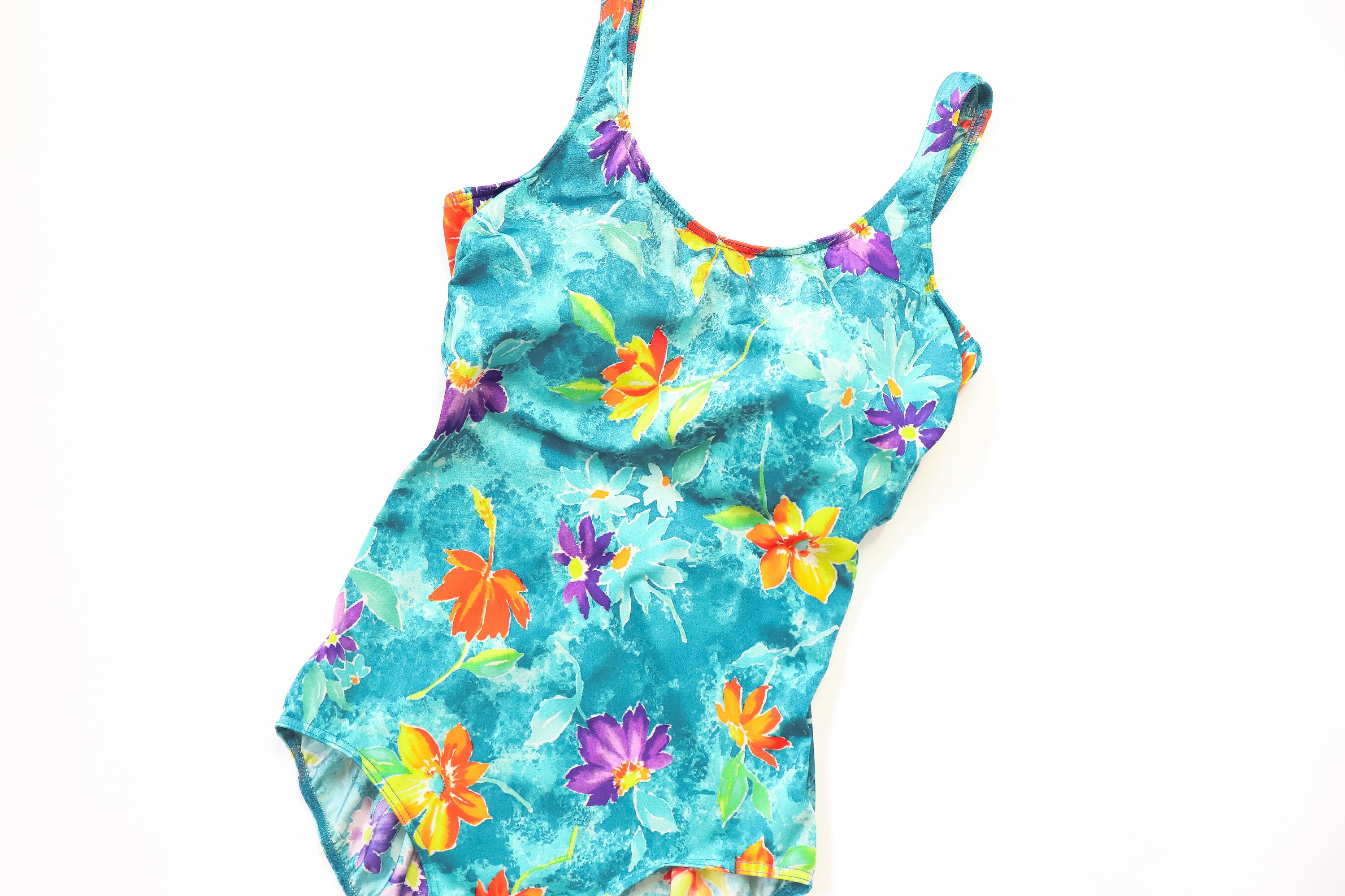 Floral Bathing Suit LANDS END Swimwear 90s One Piece BRIGHT Etsy