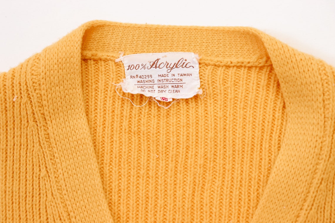 Marigold Yellow Cardigan 1970s Ribbed Sweater Jacket 60s Mod | Etsy