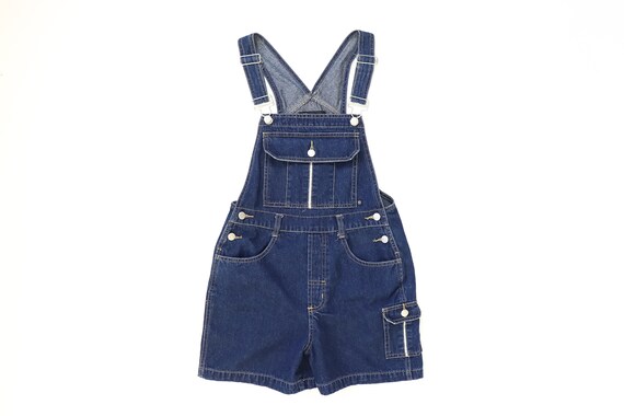 dark blue overall shorts