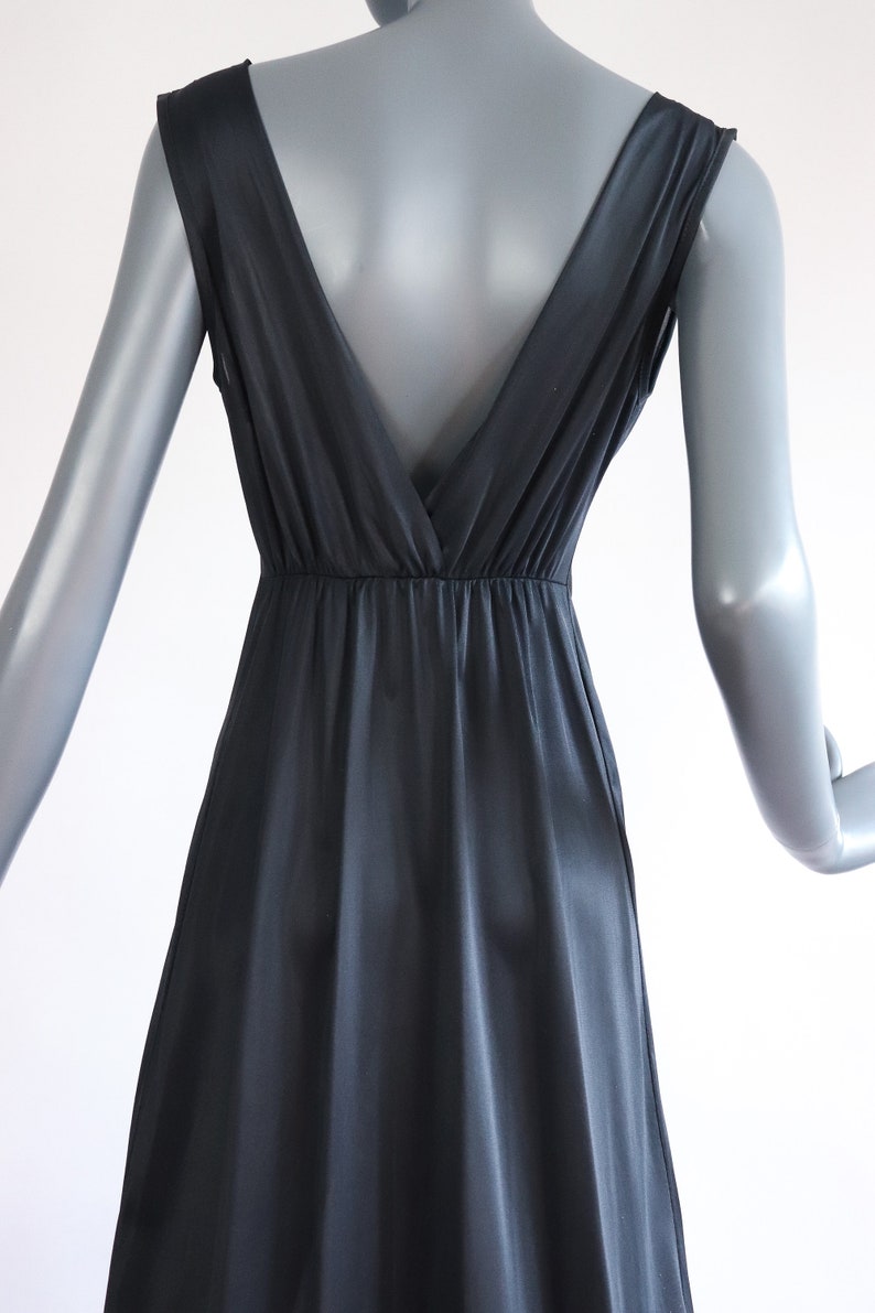 70s Black Nightgown 1970s Grecian Gown Nightie Deep V Full | Etsy