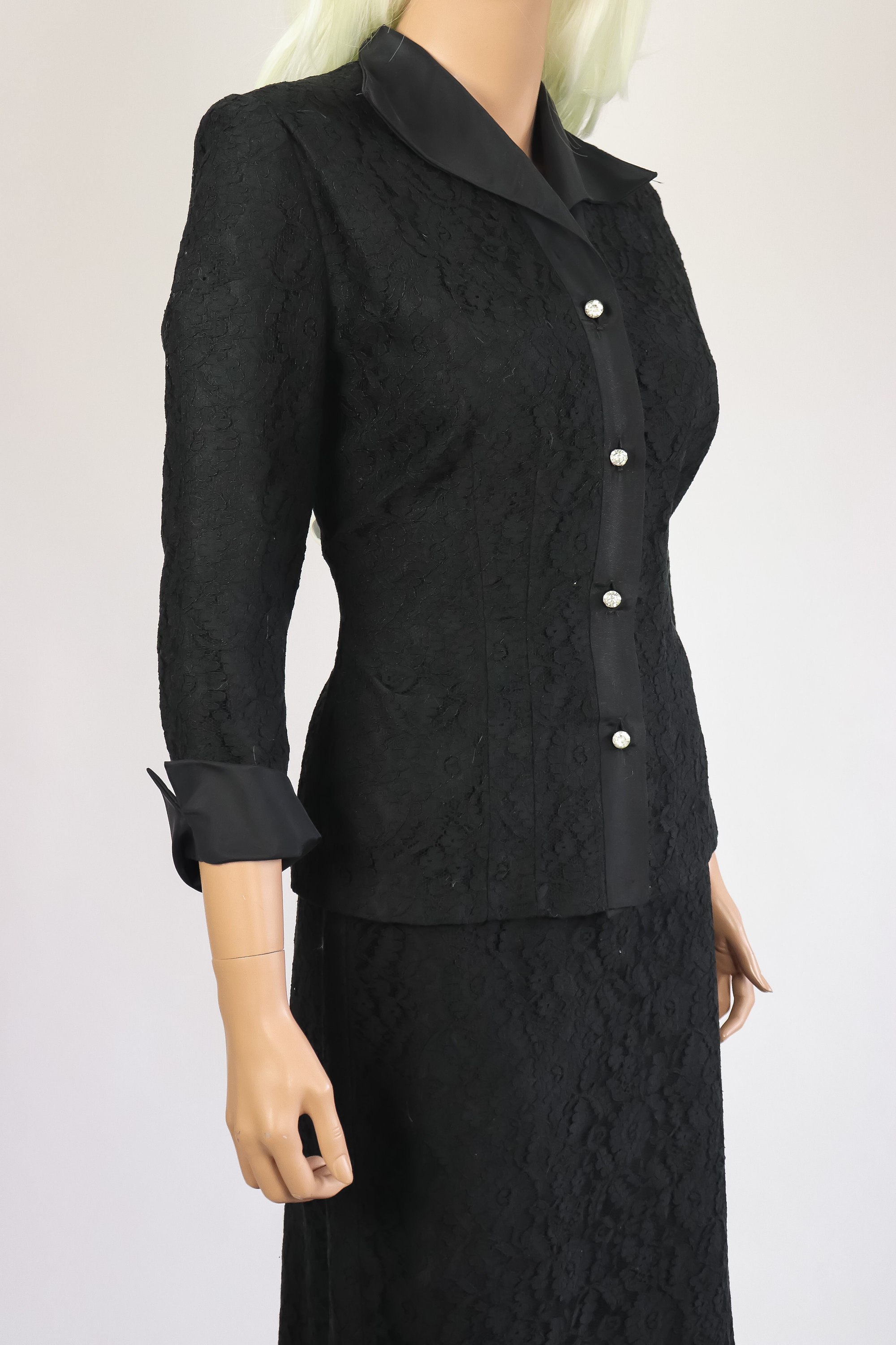40s Suit 1940s Lace Dress Jacket and Skirt Set Noir Black | Etsy