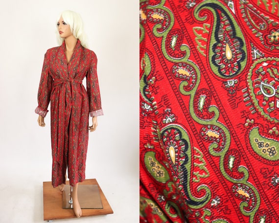50s Nightgown Robe Christmas Holiday Paisley 1950s