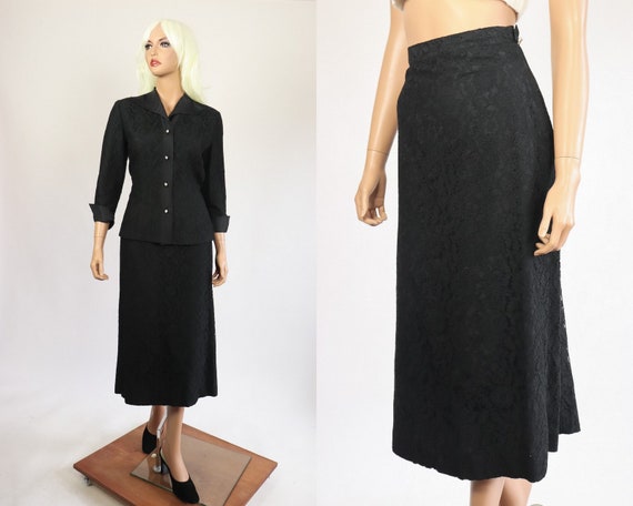 40s Suit 1940s Lace Dress Jacket and Skirt Set Noi