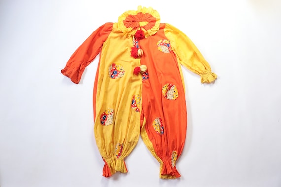 Antique Clown Costume 1920s Jester Jumpsuit Hallow