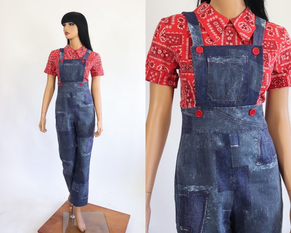 patchwork denim jumpsuit