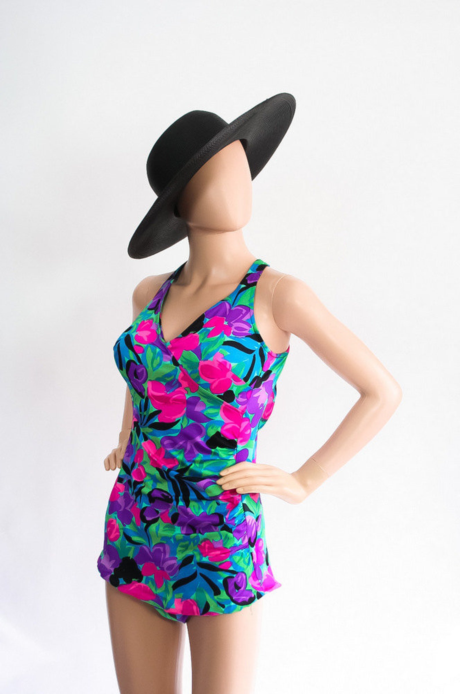 Vintage Floral Tropical Maillot / 1970s Mod Hippie Bathing Etsy