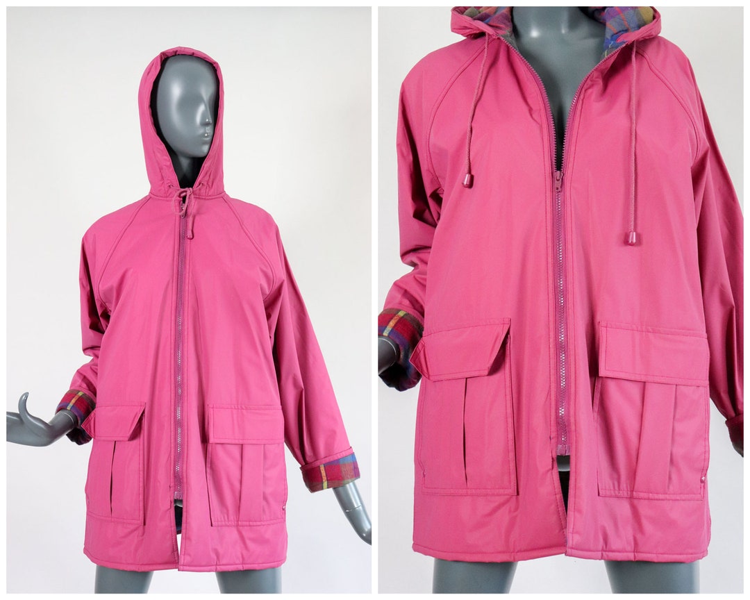 80s Slicker Raincoat 1980s PVC Rain Jacket Hooded Vinyl Mauve - Etsy