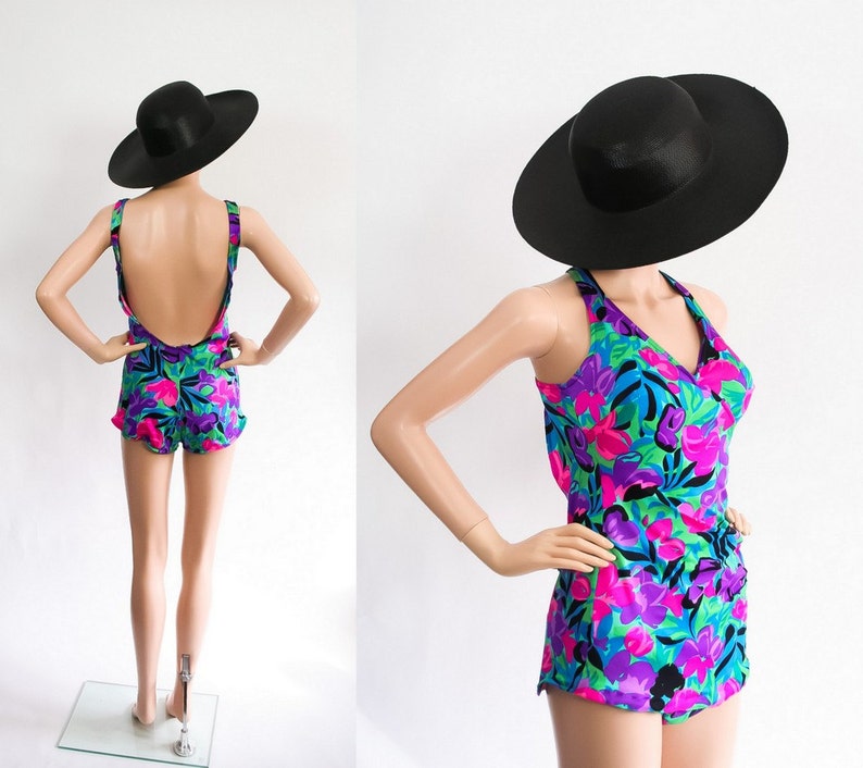 Vintage Floral Tropical Maillot / 1970s Mod Hippie Bathing Etsy