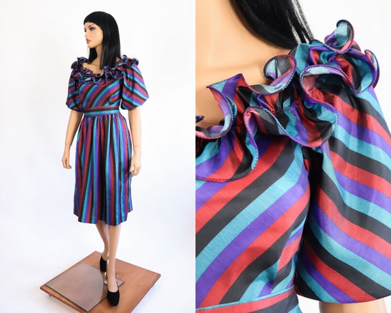 Origami Ruffle Party Dress 70s Evening 80s Glam 19