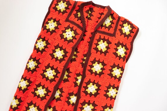 Granny Square Vest Afghan Crochet Jacket 70s Sleev