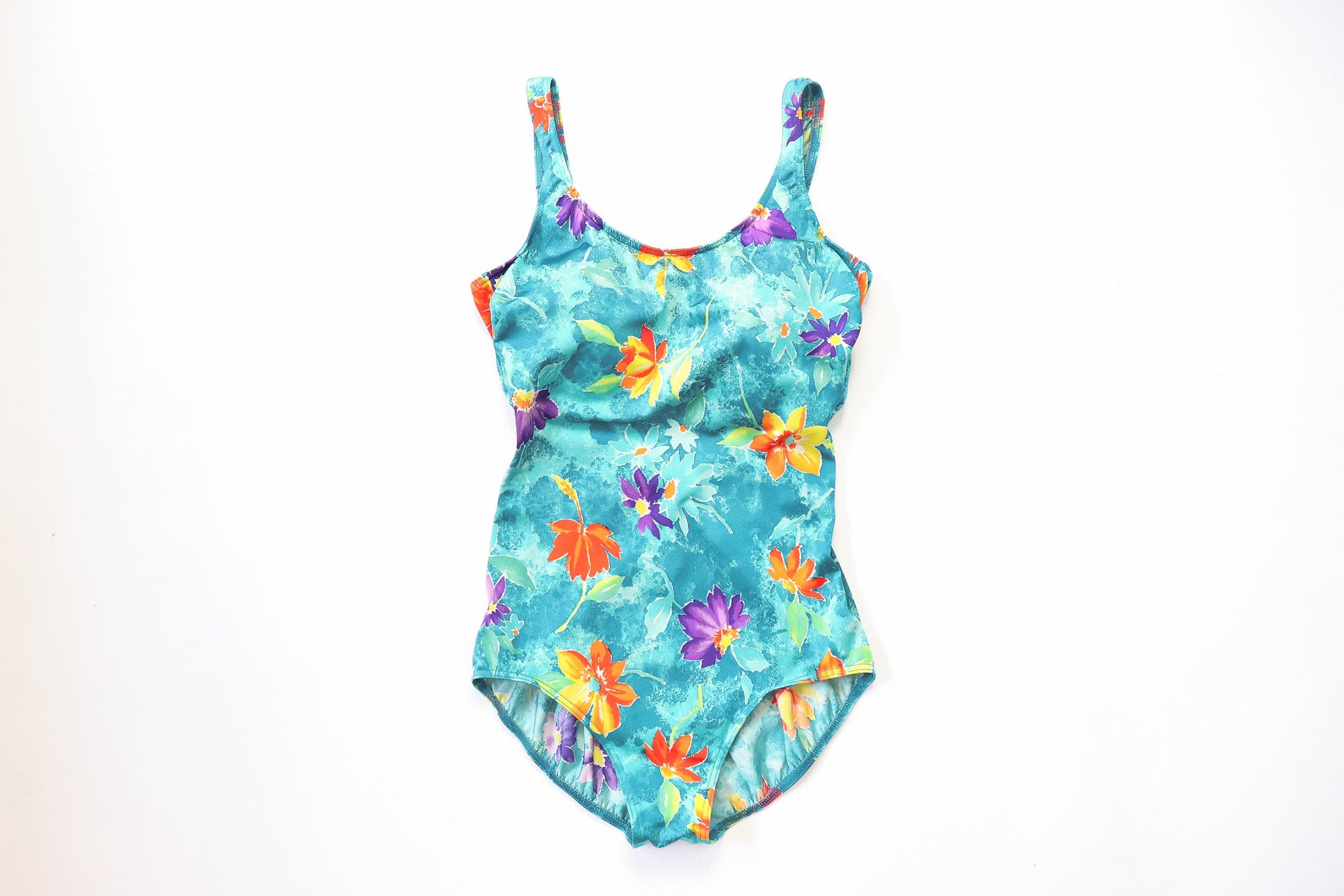 Floral Bathing Suit LANDS END Swimwear 90s One Piece BRIGHT Etsy