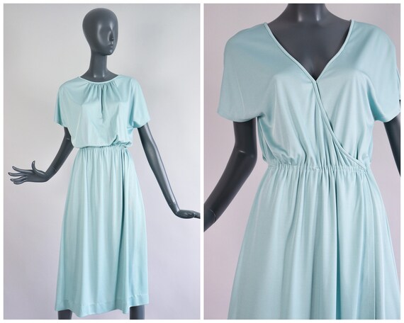 1970s Draped Jersey Knit Dress 70s Clovis Ruffin M