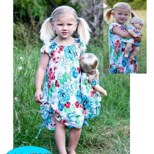 Sewing Pattern Tutorial The Carsyn Knit Ruched Dress Sizes 6m,12m,18m,2t,3t,4,5,6,7,8, Free Doll Pattern included