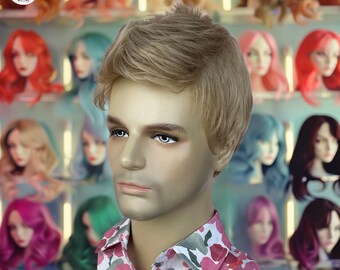 Men's short wigs, gold synthetic wigs, daily or vacation wigs, Wig For Men, Short Golden Men's Wig, Short Men's Wig wavy Wig for Men