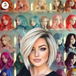 Short Ombre Blonde Bob Wig with Bangs – 12 Inch Straight Heat-Resistant Synthetic Wig for Women, Layered Cut, Hat-Friendly Daily Use