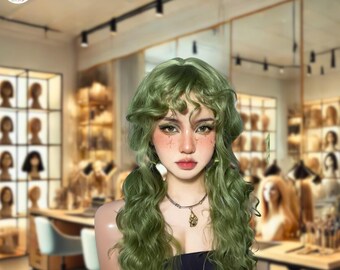 Green Curly Long Wig – 24 Inch Heat-Resistant Synthetic Wig for Women, Vibrant Wavy Hair for Parties, Holidays, Cosplay, or Fashion Looks