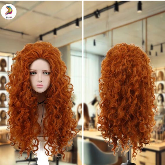 Ginger Woman Wig, Big Bouffant Curly Orange Synthetic Wig  display picture 3