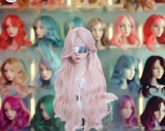30 Inch Pink Lace Front Wig – Long Wavy Synthetic Hair With Center Part – Natural Look Daily Wear Heat Resistant Wig for Women