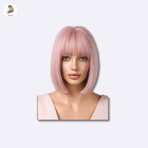Short Pink Wig for Women, Trendy Bob Wig, Soft Synthetic Wig, Fashion Hair Wig, Cute Pink Wig for Daily Wear, Cosplay, Party, Stylish Wig