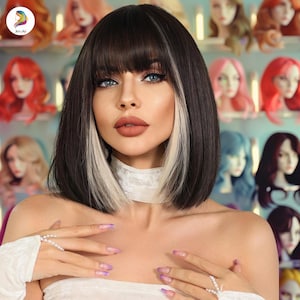12-Inch Black Wig,Short Wig, Sleek Synthetic Short Wig, Natural-Looking Bob Hairpiece, Perfect for Daily Wear