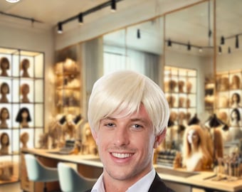 Blonde Short Layered Wig for Men, Natural Straight Synthetic Hair Wig, Lightweight Heat Resistant Male Wig for Daily or Party Wear