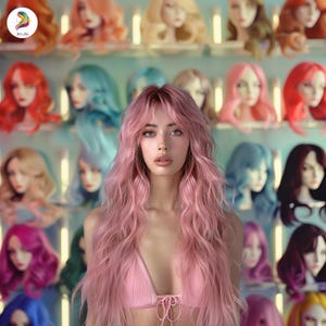 Pink Ombre Long Curly Wig, Pastel Gradient Hairpiece for Cosplay, Heat-Resistant Wavy Synthetic Wig for Women, Pink Wig